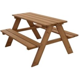 ML-Design Mesa de picnic para niños con 2 bancos de madera maciza marrón
