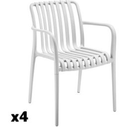 Tectake Set de 4 sillas de jardín apilables y 54,5x58x80,5 cm, blanco