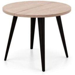 Home Heavenly Mesa redonda extensible beige y patas negras 76 x 100-140-180 x 100 cm