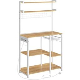 VASAGLE Estantería de cocina de 40 x 90 x 165,5 cm de color roble y blanco