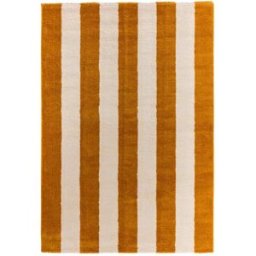 sweeek Alfombra interior con rayas ocre y blanco