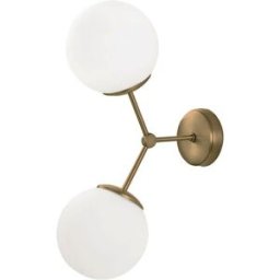 Wonderlamp Aplique de pared dorado antiguo 2 luces y esfera de cristal
