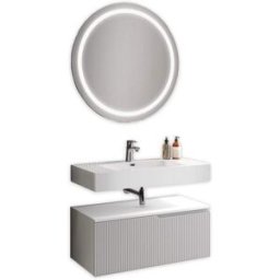 AQA DESIGN Mueble de baño 3 piezas en mdf blanco