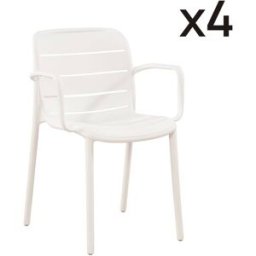 Defora Home Pack de 4 sillas de jardín apilables polipropileno blanco