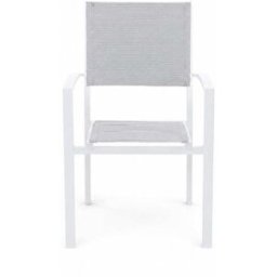 Edenjardin Silla de jardín apilable de aluminio blanco 57 x 51 x 89,5 cm