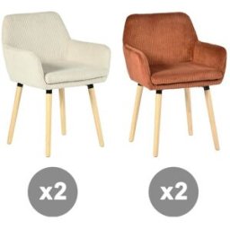 Meubles Cosy Conjunto de 4 sillas tela a rallos estilo escandinavo multicolor