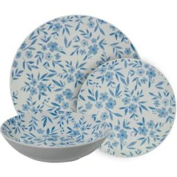 Fijalo Vajilla 18 pzs porcelana blanco flores azules