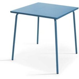 Oviala Mesa de jardín cuadrada de metal azul pacífico