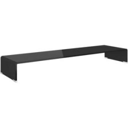 Maison Chic Soporte tv/elevador monitor vdrio negro 110x30x13 cm