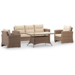Defora Home Conjunto de jardín de 5 plazas con mesa alta 140x80x68