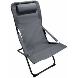 Mobili Rebecca Tumbona plegable de acero y poliéster gris, 88x63x83 cm