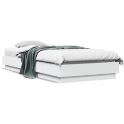 Maison Chic Cama individual estructura de cama con led madera blanco 100x200 cm