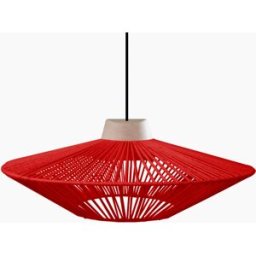 Tosel Suspensión bicono metal y madera natural pantalla hilo rojo