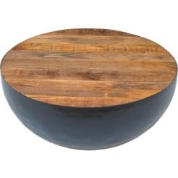 Maison Pavane Mesa de centro redonda de 90cm en madera maciza y metal