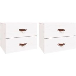 Maison Chic Juego de 2 mesitas de noche de pared madera blanco 50x36x40 cm