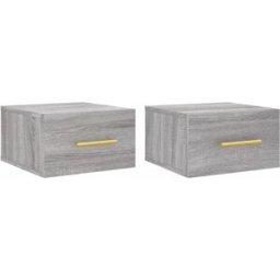 Maison Chic Juego de 2 mesitas de noche de pared madera gris sonoma 35x35x20 cm