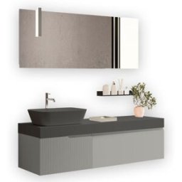 AQA DESIGN Mueble de baño 7 piezas en mdf gris mate