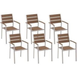 Beliani Conjunto de 6 sillas de jardín marrón
