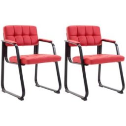CLP Set de 2 sillas con patas de metal y asiento en Simil cuero Rojo