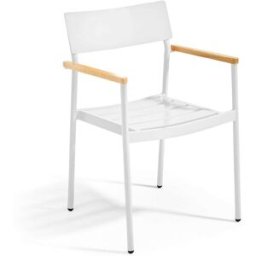 Oviala Sillón de jardín de aluminio y madera blanca