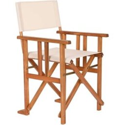 NIYLO Silla de madera de acacia y poliéster blanco 52x53x87 cm