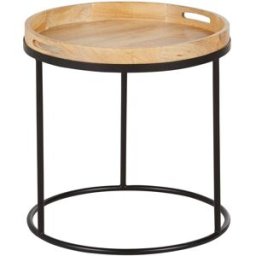 Maisons du Monde Mesita auxiliar de madera de mango y acero negro.