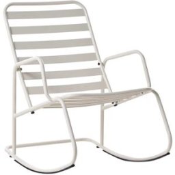 Beliani Mecedora de jardín metal blanco crema