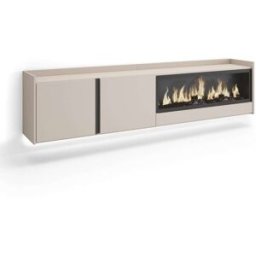 Skraut home Mueble tv efecto madera beige 212x35x50cm chimenea efecto fuego