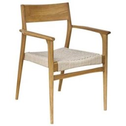 BERAH GETAH Sillón de jardín de teca maciza y cuerda beige