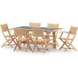 Defora Home Set comedor jardin 6 pl mesa ceramica azul 168x87