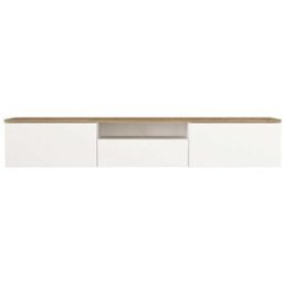 Unique Mueble de tv suspendido madera color natural claro, blanco