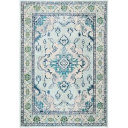 Safavieh Alfombra boho chic de polipropileno azul/blanco, 122 x 170 cm