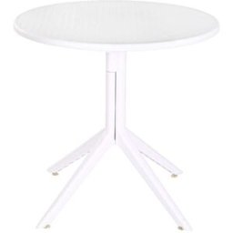 NIYLO Mesa de jardín blanca de polipropileno reciclado 80x80x75 cm