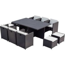 Concept Usine Salón de jardín encastrable 10 plazas negro/blanco