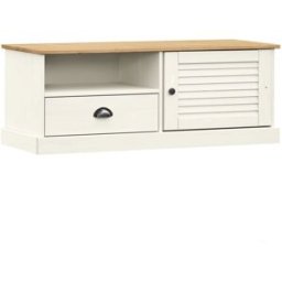 Maison Chic Mueble tv vigo madera maciza de pino blanco 106x40x40 cm