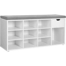 VASAGLE Banco zapatero de 30 x 104 x 48 cm de color blanco y gris
