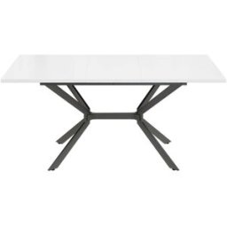 MODFU Mesa de comedor extensible con patas de metal 120/160x80 cm, blanca