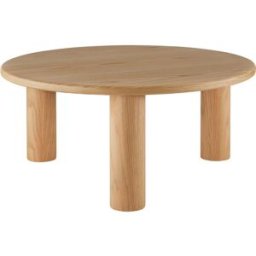 Tectake Mesa de centro circular, patas de madera, protectores de suelo, marrón