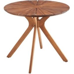 Tectake Mesa de jardín redonda de madera maciza, marrón 70 x 62 cm