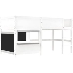 MODFU Litera de madera blanca de 90x200 cm con pequeña pizarra