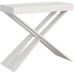 Itamoby Consola extensible 90x40/300 cm efecto madera fresno blanco y hierro