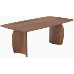 Maison Pavane Mesa rectangular de 6 plazas de madera contrachapada y chapa de nogal.