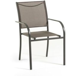 Fuori Set de 4 sillas con reposabrazos de acero y textileno gris
