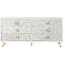 GINER Y COLOMER Cómoda madera mango blanco y detalles en color dorado