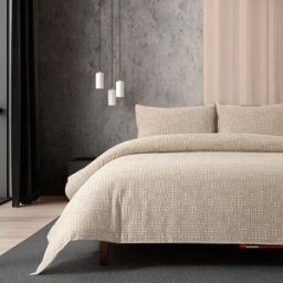 Casa da Laura Funda nórdica geométrico 100% algodón lino cama 135/150 cm (240 x 220