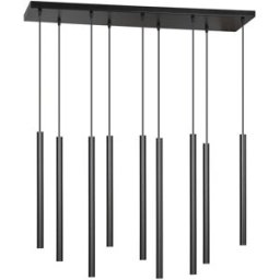 Wonderlamp Regleta de techo 9 luces de metal y pantallas cilíndricas negro