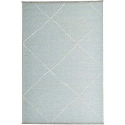 THEKO Alfombra fina tejida a máquina en lana y viscosa azul claro 120x170 cm