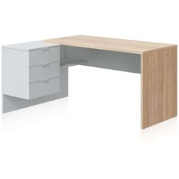 duehome Mesa de escritorio con 2 cajones 145x102 blanco roble