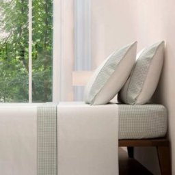 Casa da Laura Sábanas franela 100% algodón cuadrado de vichy verde agua cama 105 1