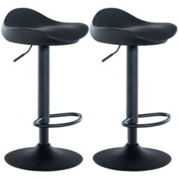 CLP Set de 2 Taburetes de bar regulable en Simil cuero Negro
